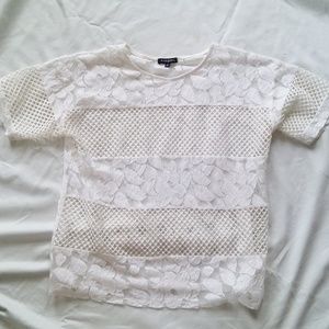 White and off-white short sleeved lace and mesh to